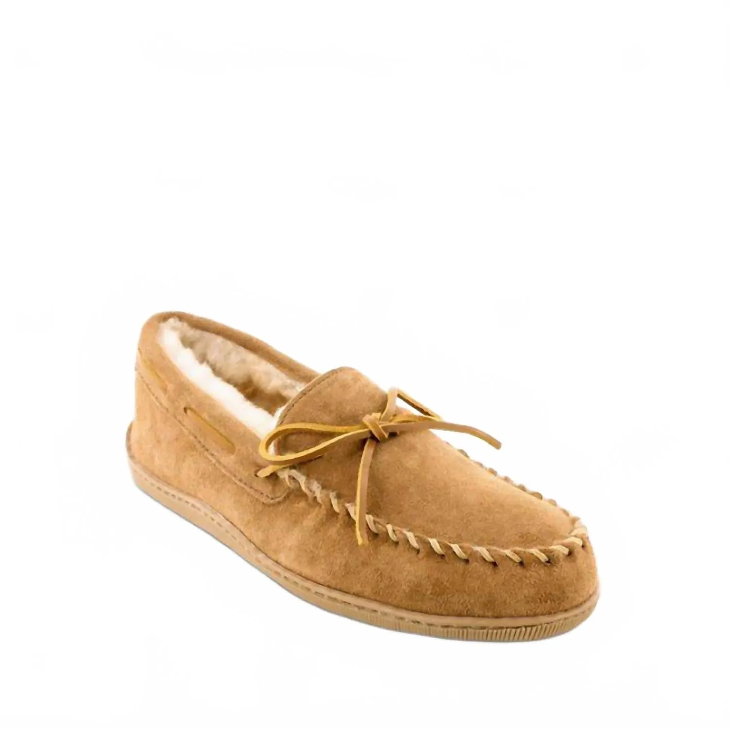 Easy Glide Men's Sheepskin Hardsole Moccasin Shoes - Wide In Tan