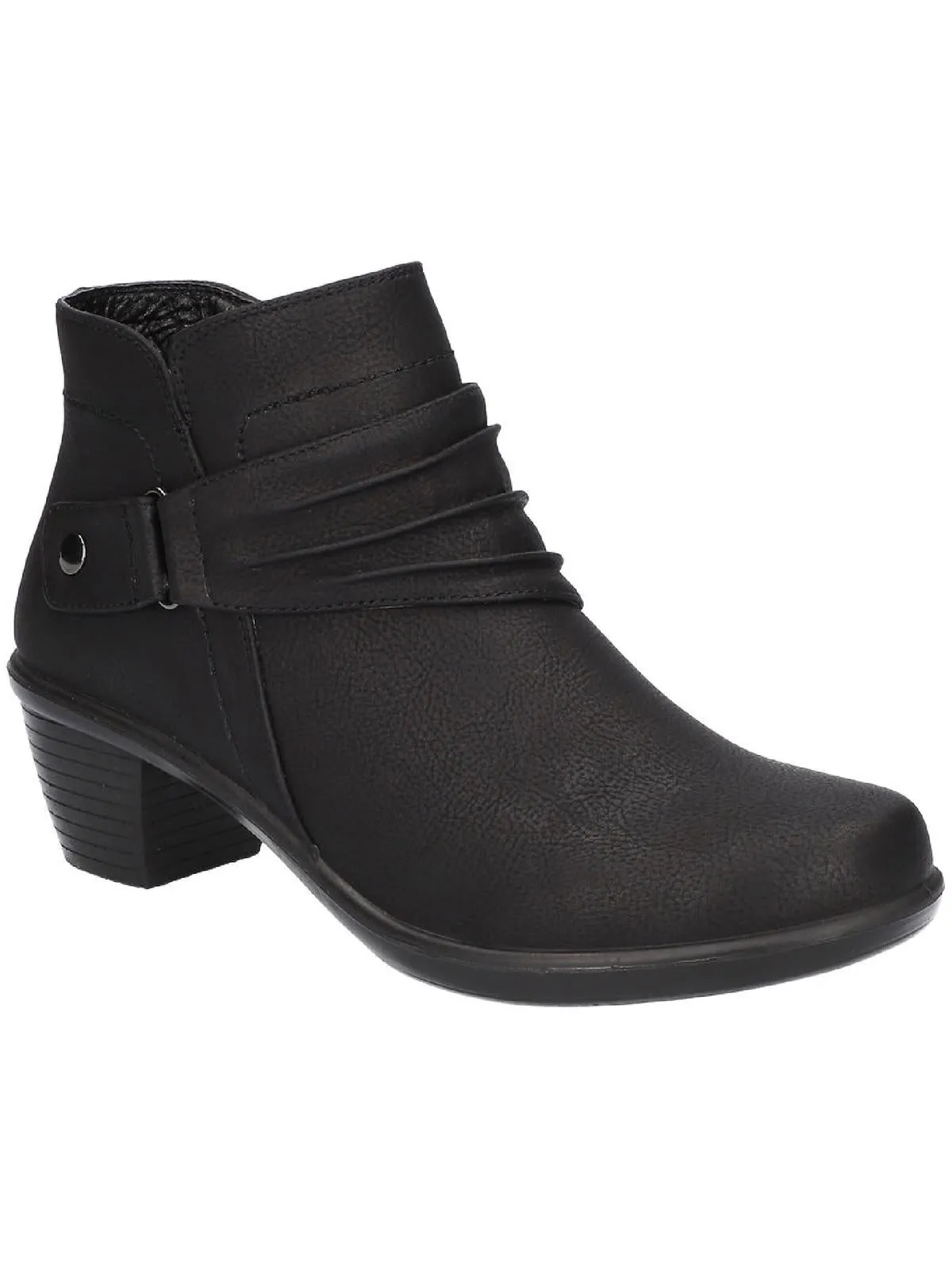 Damita Womens Faux Leather Ruched Ankle Boots Comfortable Shank Seamless Interior Construction