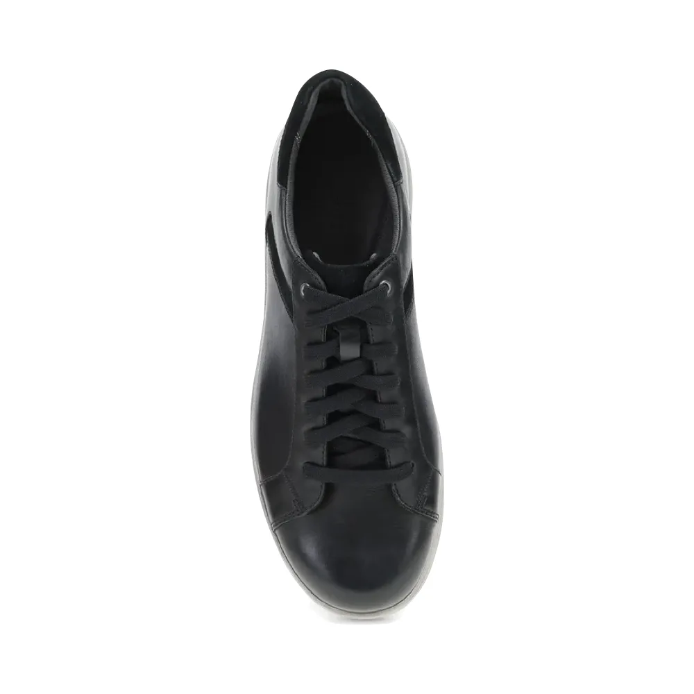 Dansko Men's Trevor Leather Tie Sneaker in Black Street Comfort Orthopedic Friendly Design