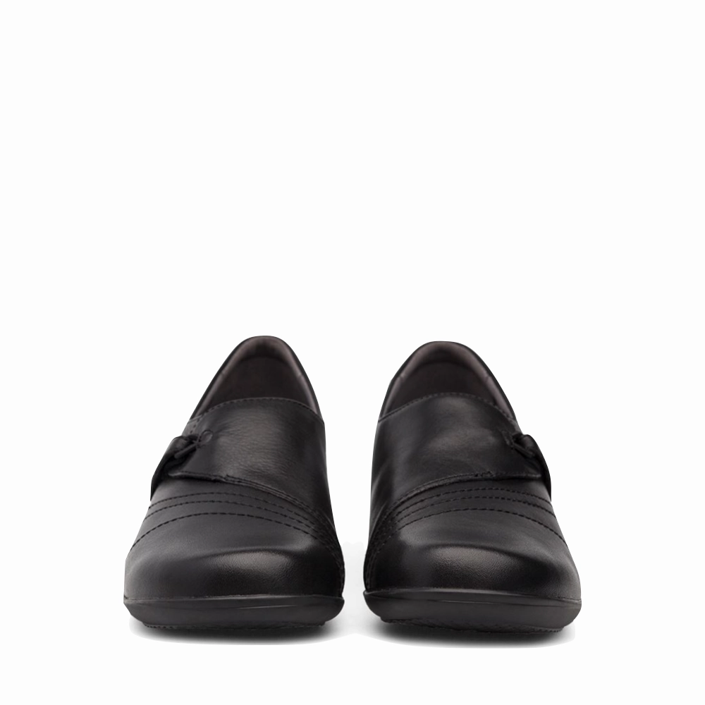 Dansko Women's Franny Leather Slip On Heeled Shoes in Black Earth Tone Time Friendly