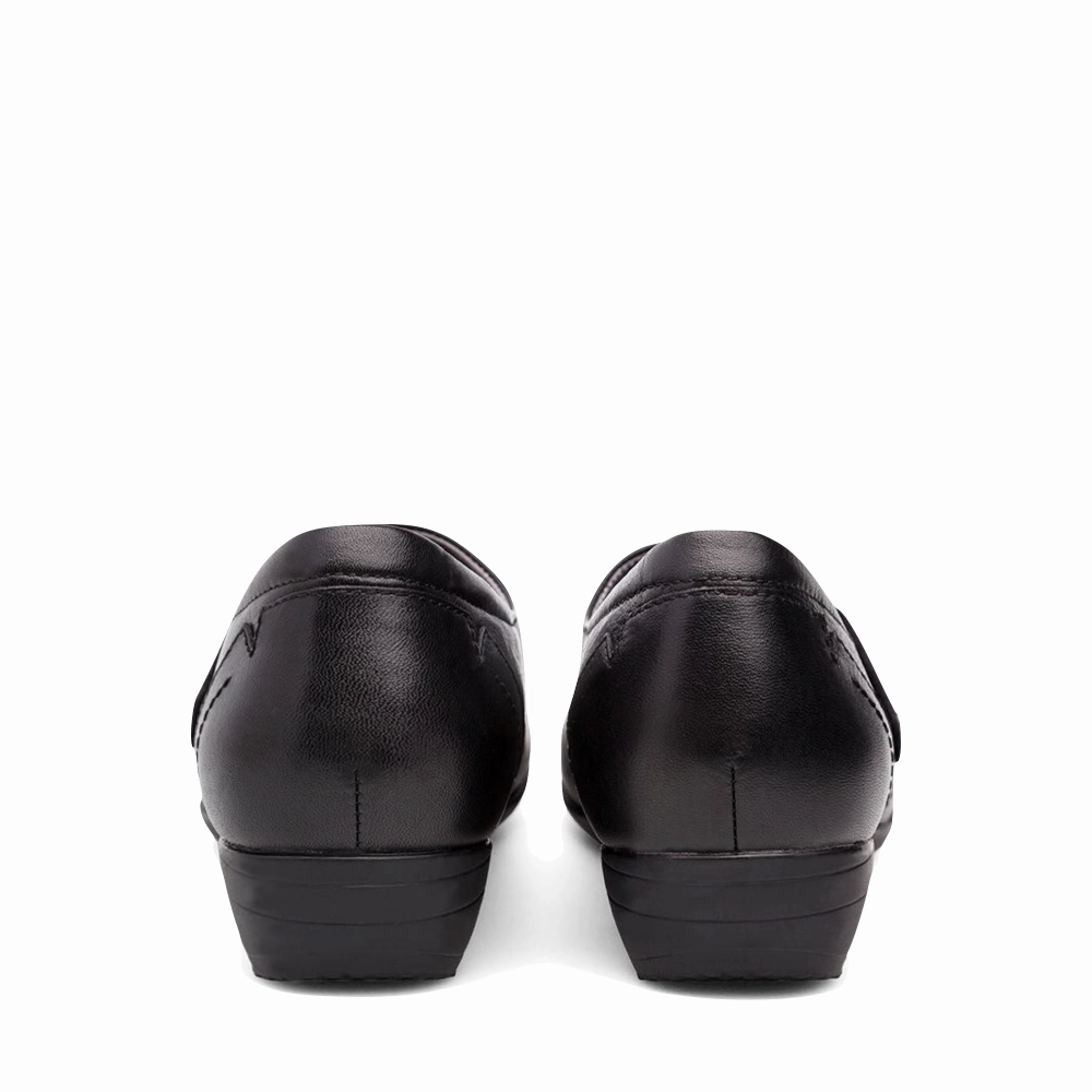 Dansko Women's Franny Leather Slip On Heeled Shoes in Black Leather Lining Rugged Traction