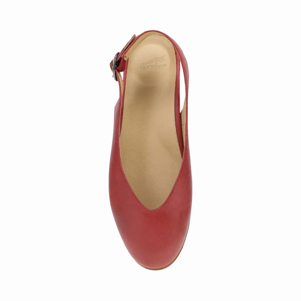 Airy Interior Private Office Dansko Women's Lea Sling Back Flat in Red
