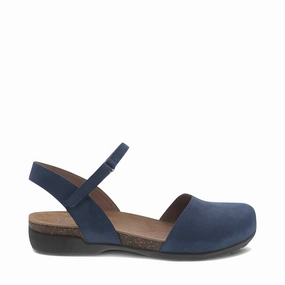 retro look Dansko Women's Rowan Closed Toe Sandal in Navy