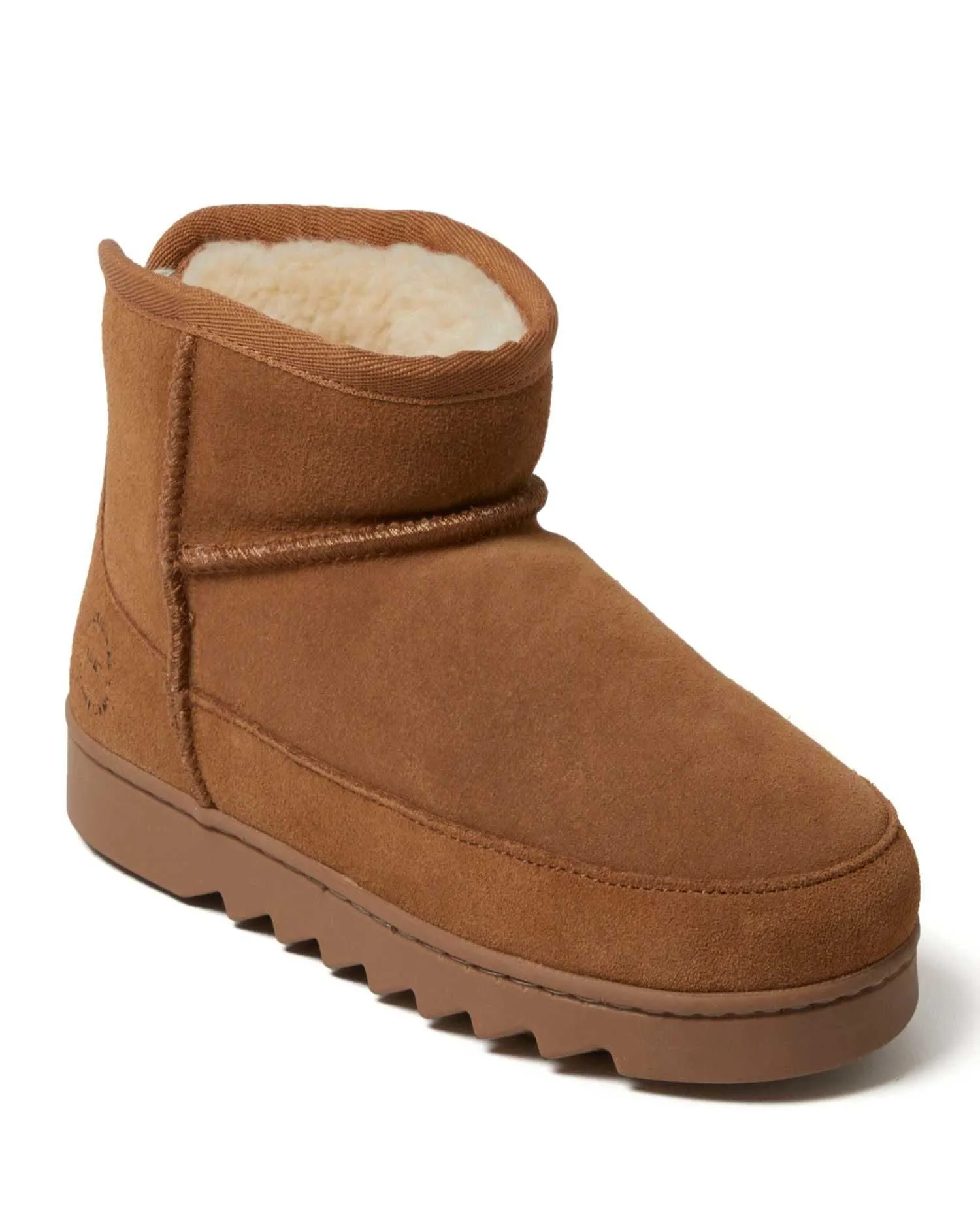 Dearfoams Women's Gretchen Genuine Suede Mini Bootie Padded Military Style