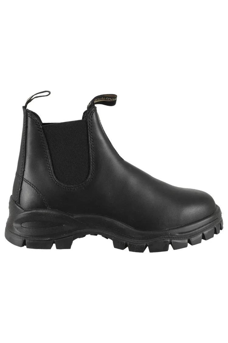 Ankle-High Black Leather Boots With Rubber Sole Thermal Core Morning Walk Grippy Outsole Remote Hiking