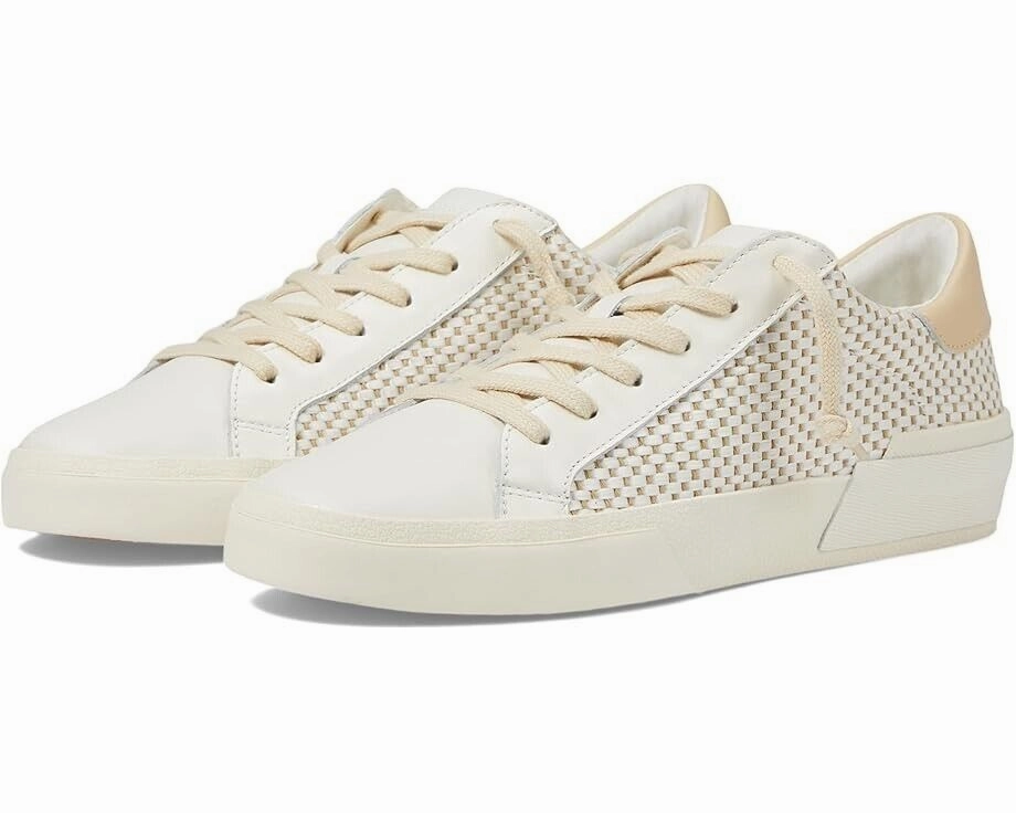 flexible fabric shoe stuff Dolce Vita Zina Sneaker Women's  Tan Cream Leather Lifestyle Shoes RHS4723