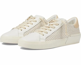 flexible fabric shoe stuff Dolce Vita Zina Sneaker Women's  Tan Cream Leather Lifestyle Shoes RHS4723