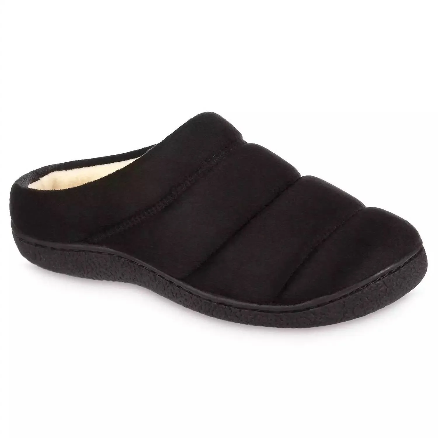 Padded Slip On Men's Microsuede Puffer Eco Comfort Clog Slipper In Black