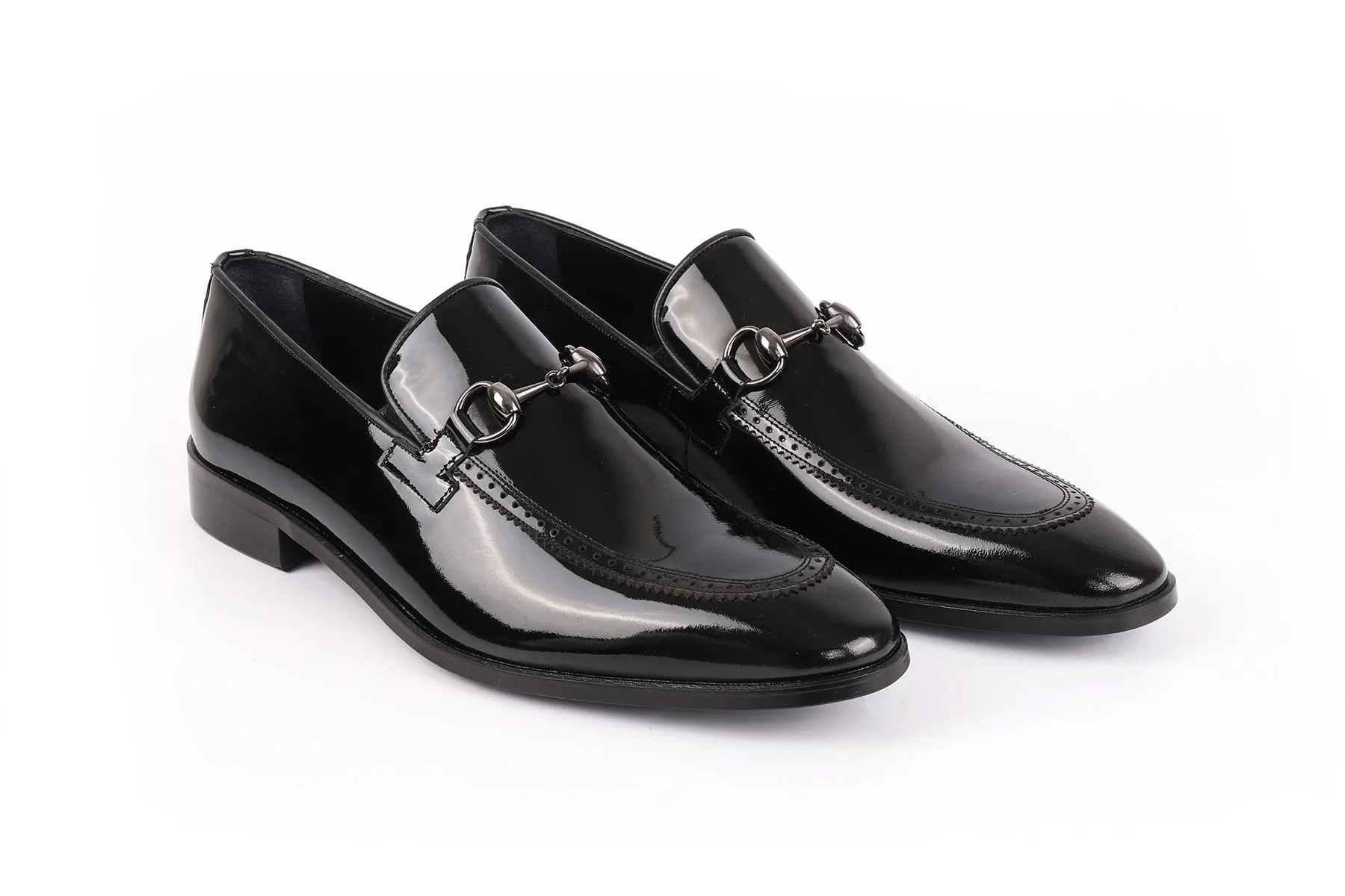 Mono Look Good Value Edroy Patent Leather Horsebit Buckle Dress Shoes