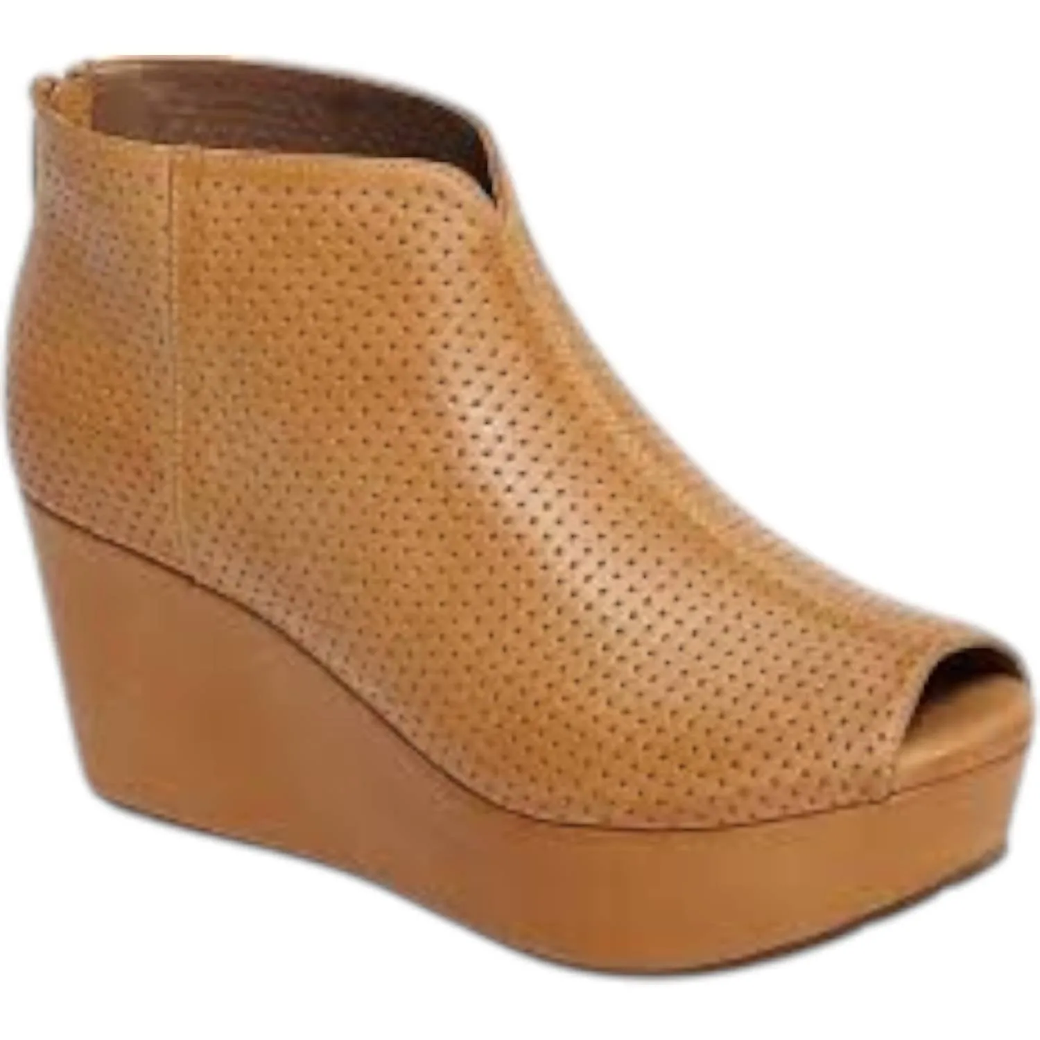 Women's Walee Platform Bootie In Cognac Leather Minimal Profile
