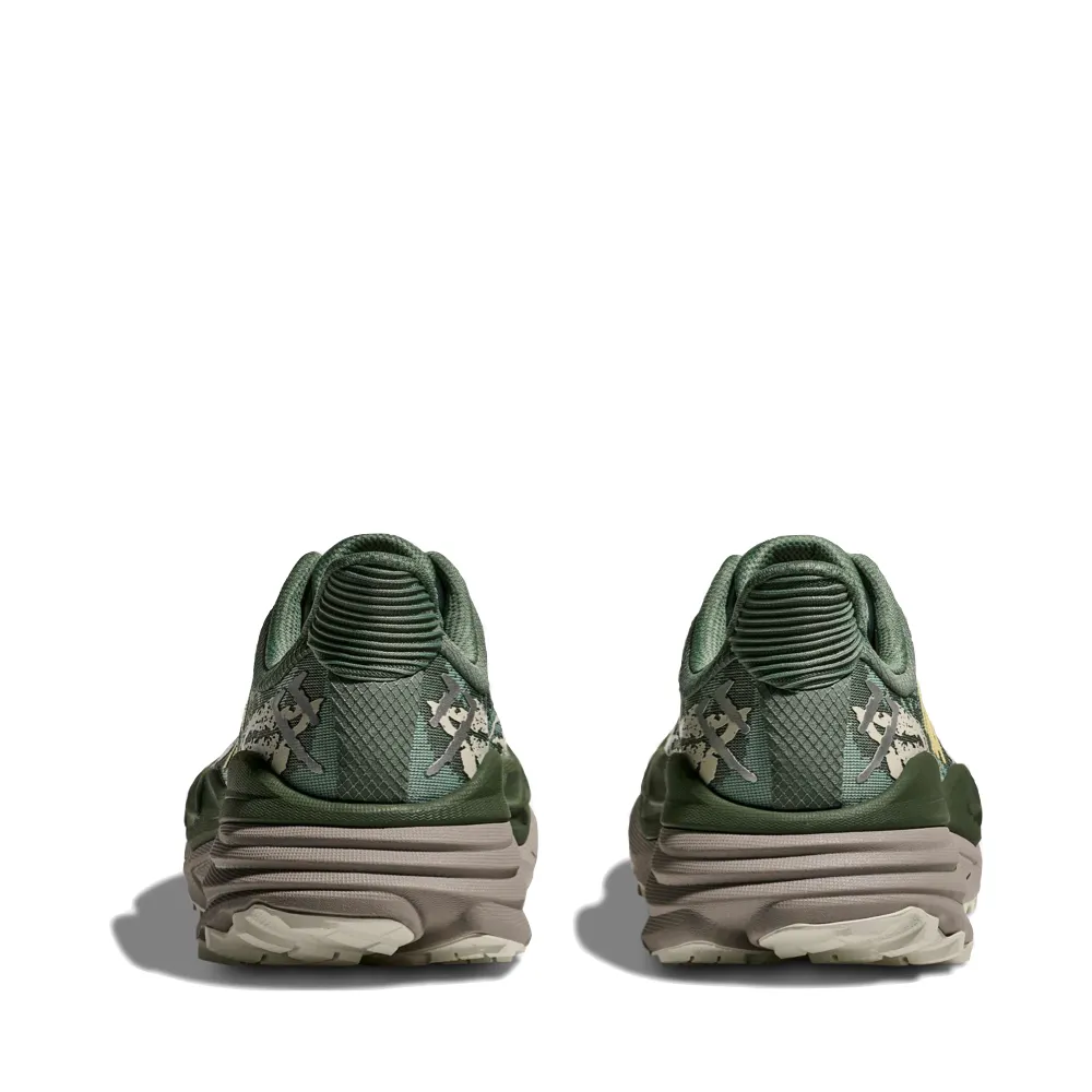 Impact Ready Active Profile Hoka Men's Stinson 7 Sneaker in Fern/Cement Grey