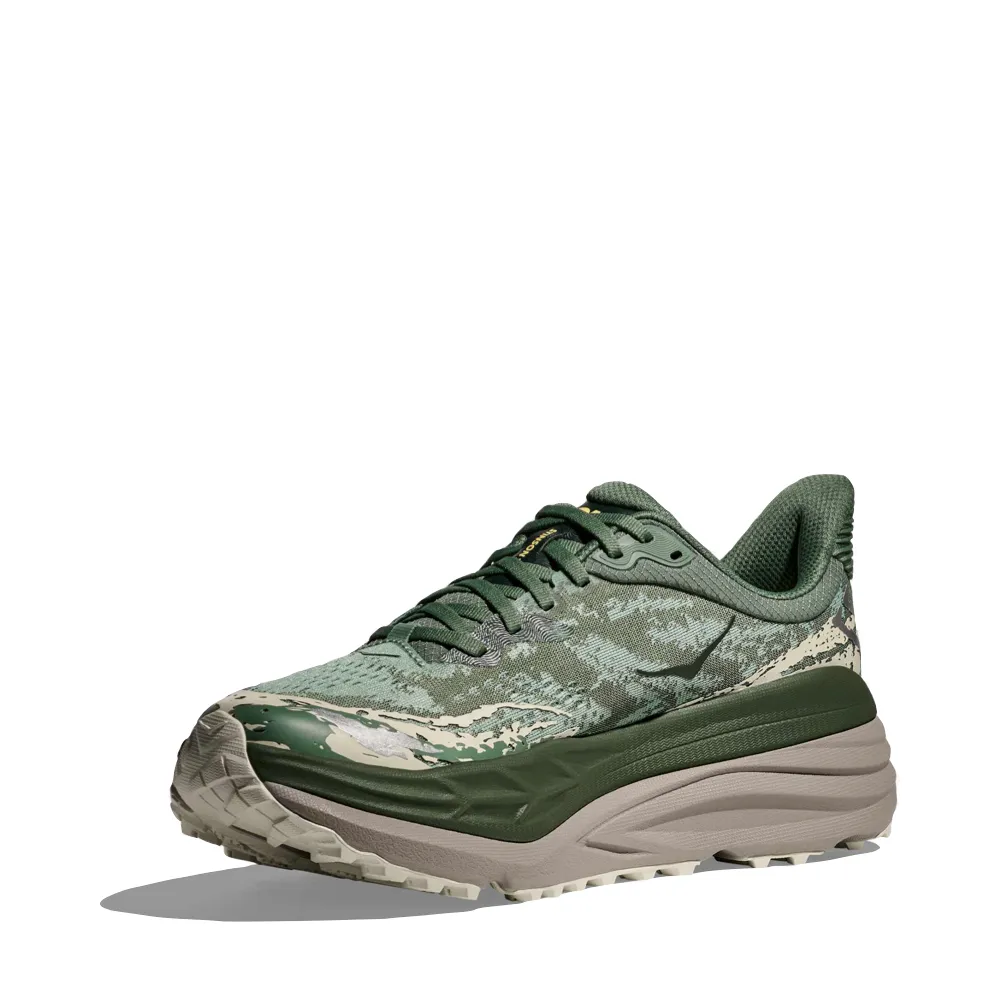 Streamlined silhouette Hoka Men's Stinson 7 Sneaker in Fern/Cement Grey