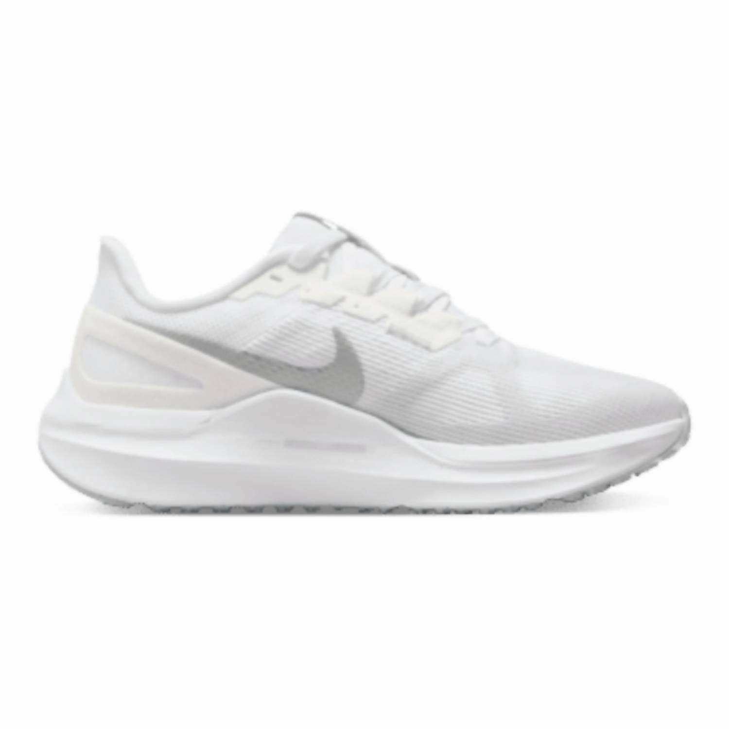 Women's Air Zoom Structure 25 Shoes In White/pure Platinum/metallic Silver Dynamic Flex System