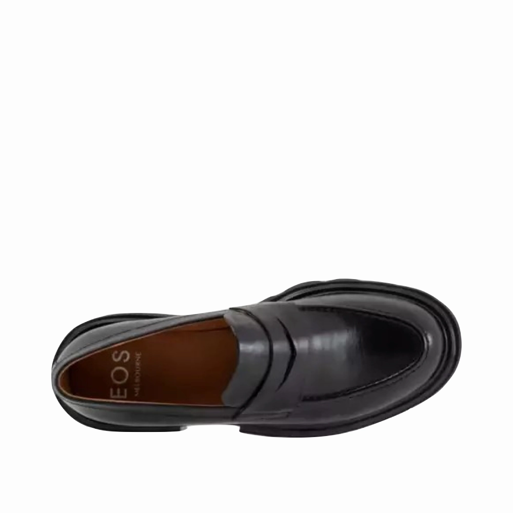 Understated Flexible Style EOS Footwear Women's Ade Penny Leather Loafer in Black