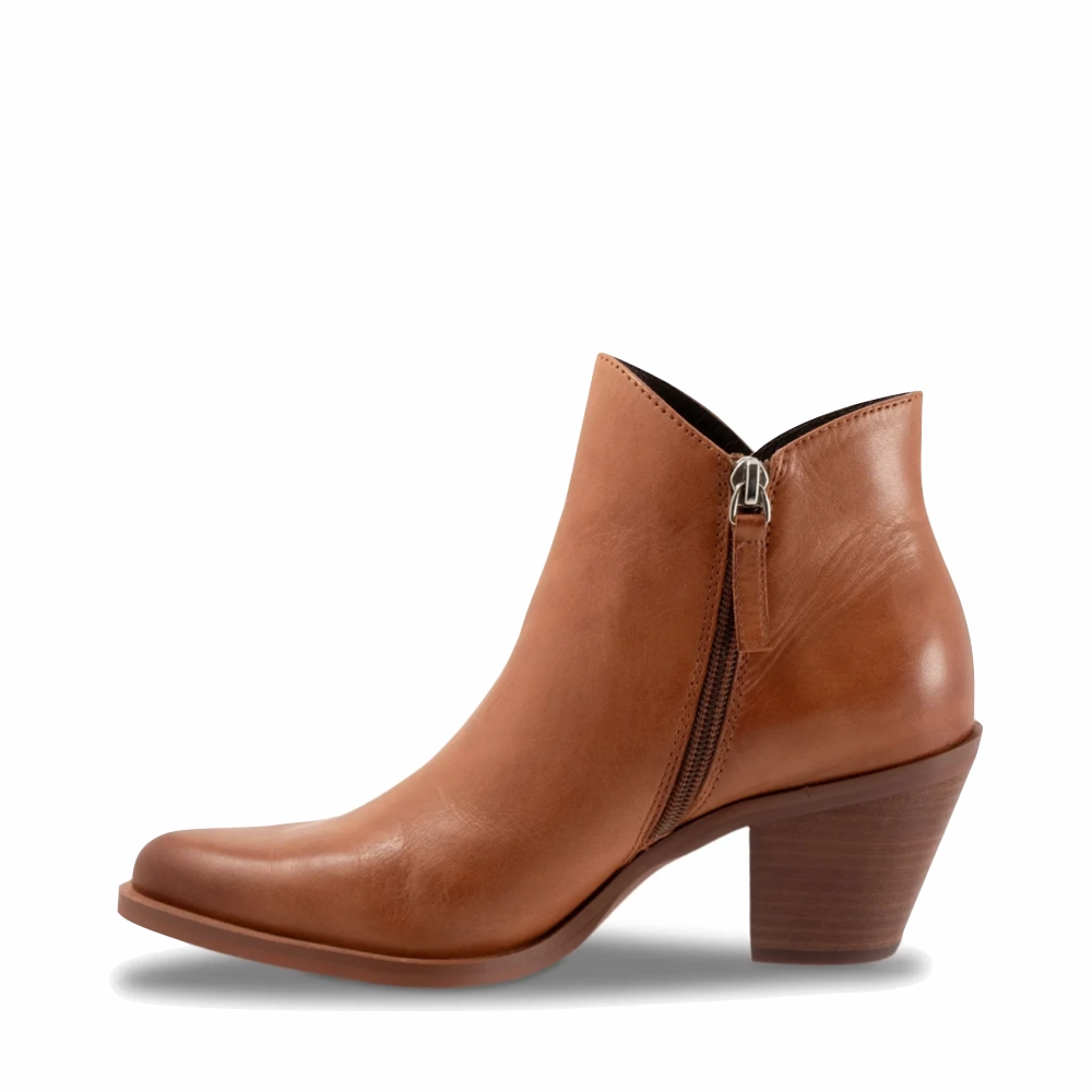 Support Ready Durable Sole EOS Footwear Women's Ellie Heeled Leather Side Zip Boot in Brandy