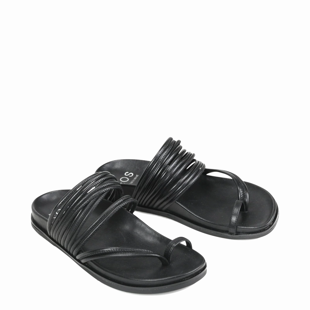 EOS Women's Carmella Toe Loop Sandal in Black Nordic Line