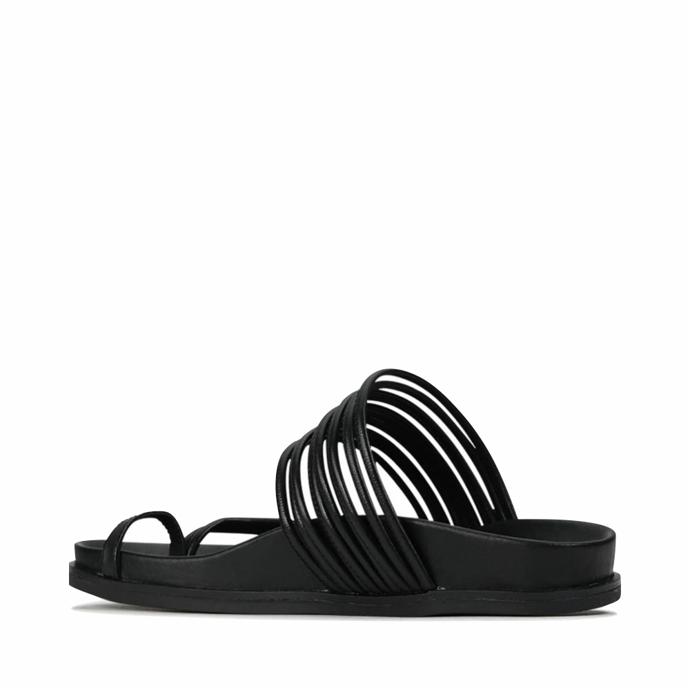 EOS Women's Carmella Toe Loop Sandal in Black Formal Conference