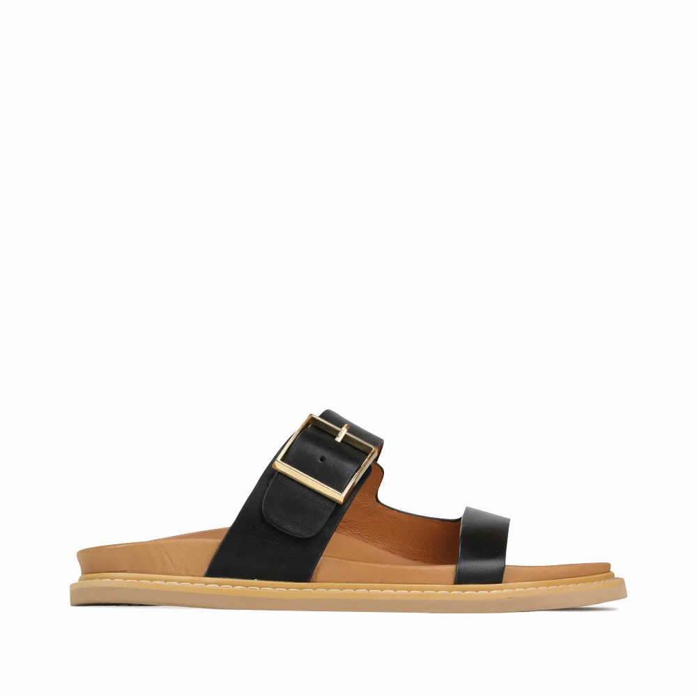 Versatile Uniform EOS Women's Dedra Leather Slide Sandal in Black