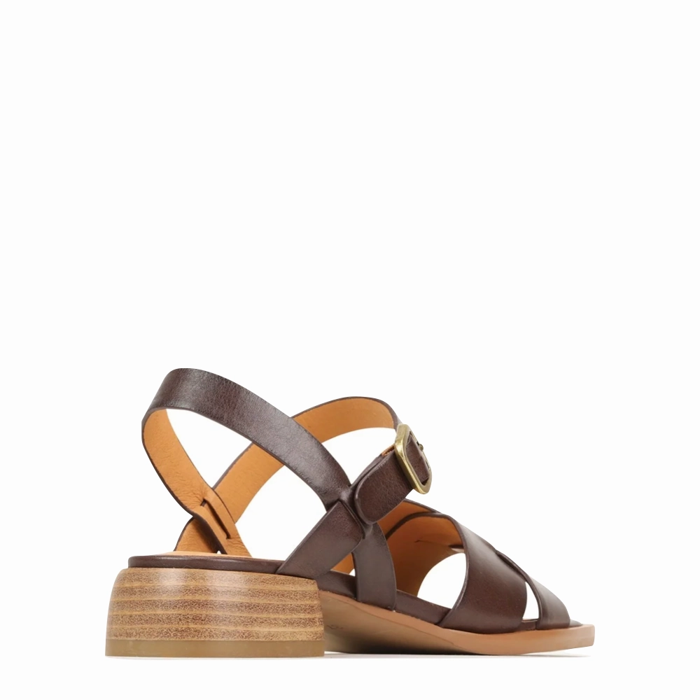 Padded Collar Support Monochrome Look EOS Women's Tega Heeled Sandal in Chestnut