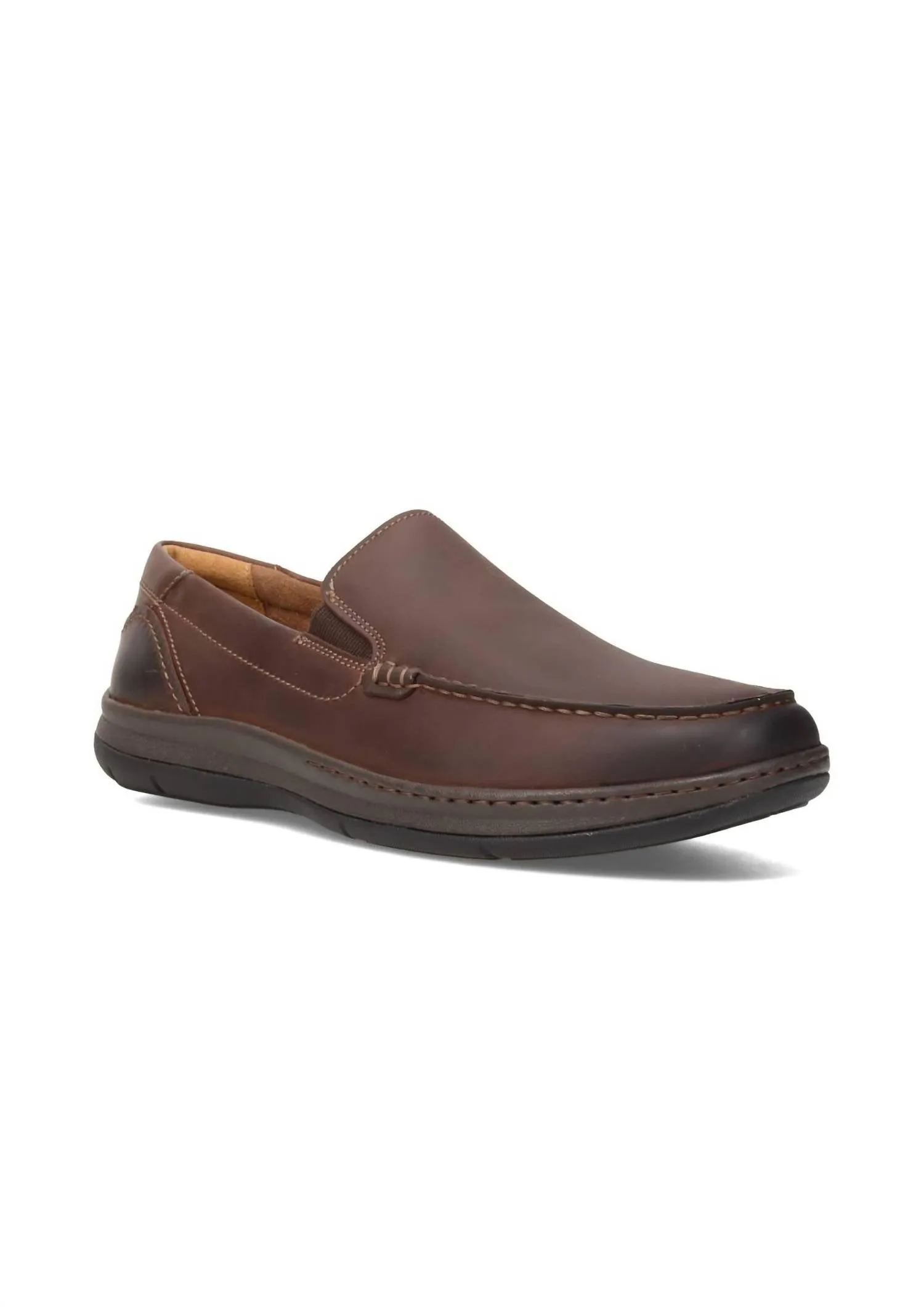 Flexible Walk Men's Central Moc Toe Venetian Loafer In Brown