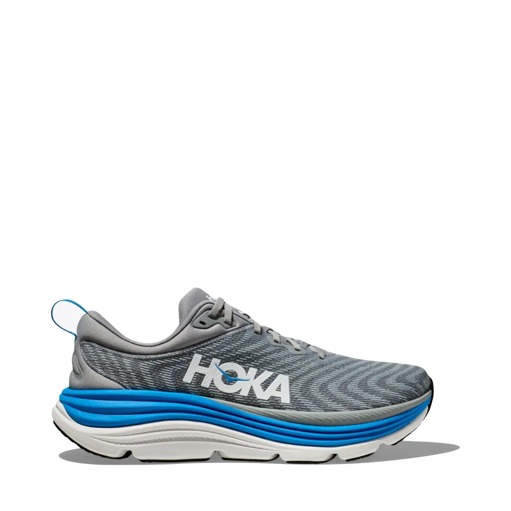 All Base Hoka Men's Gaviota 5 Sneaker in Limestone/Diva Blue
