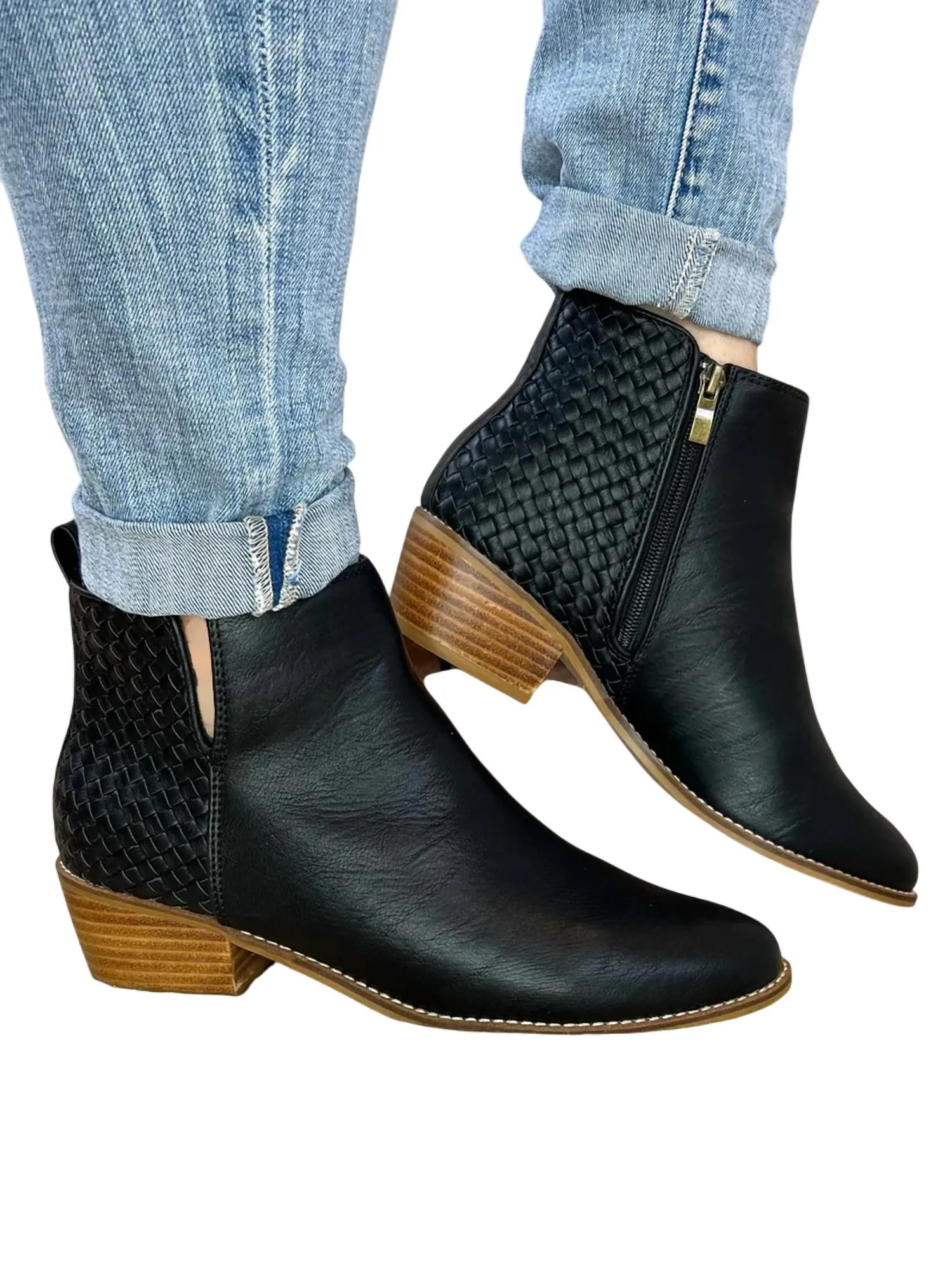 Women's Half N Half Black Boots Party Occasion
