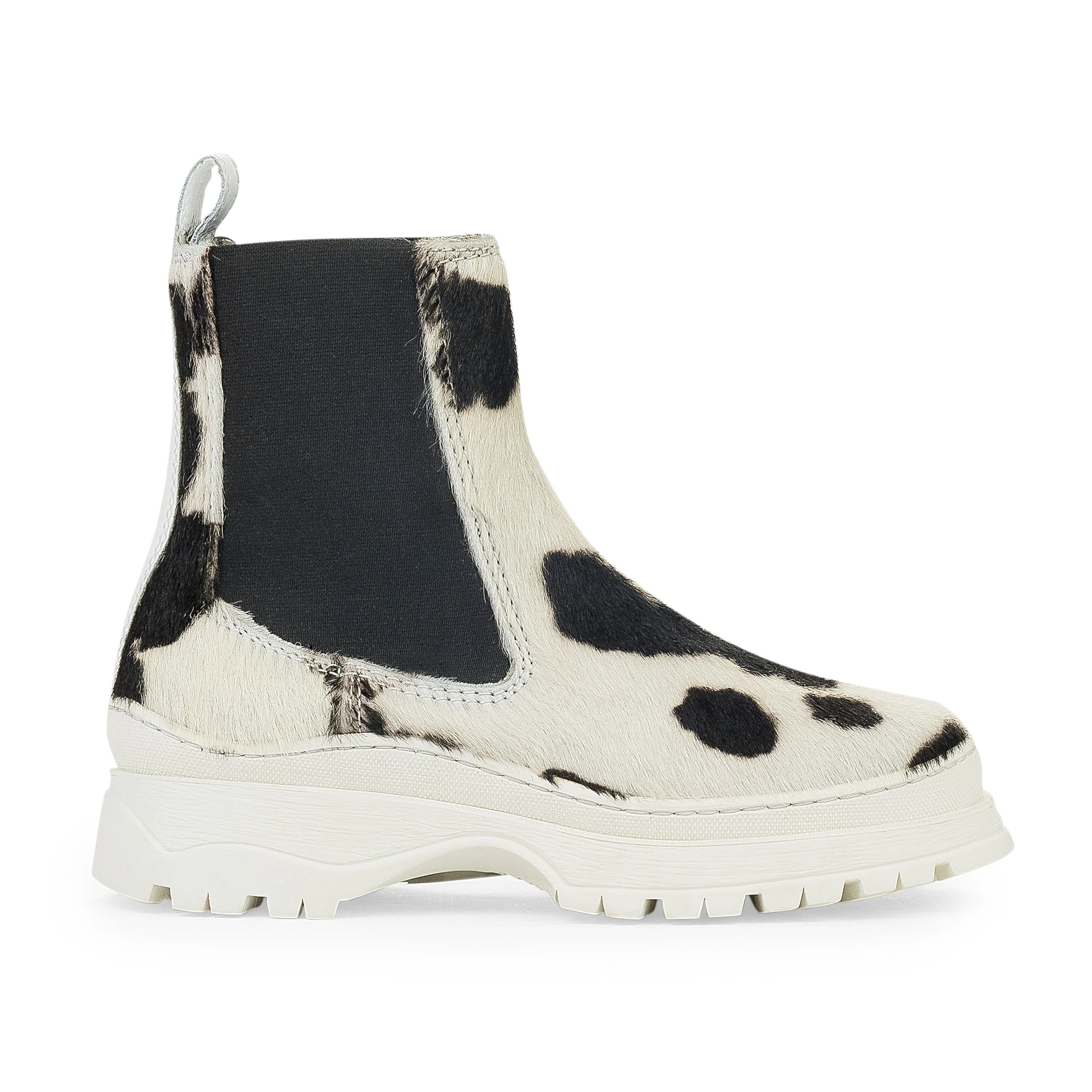 Flex Groove Technology WHITE COWPRINT NICO ANKLE BOOTS