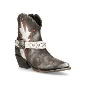 Zip Edge New Rock Grey Leather Pointed Cowboy Boots- WSTM004-S2