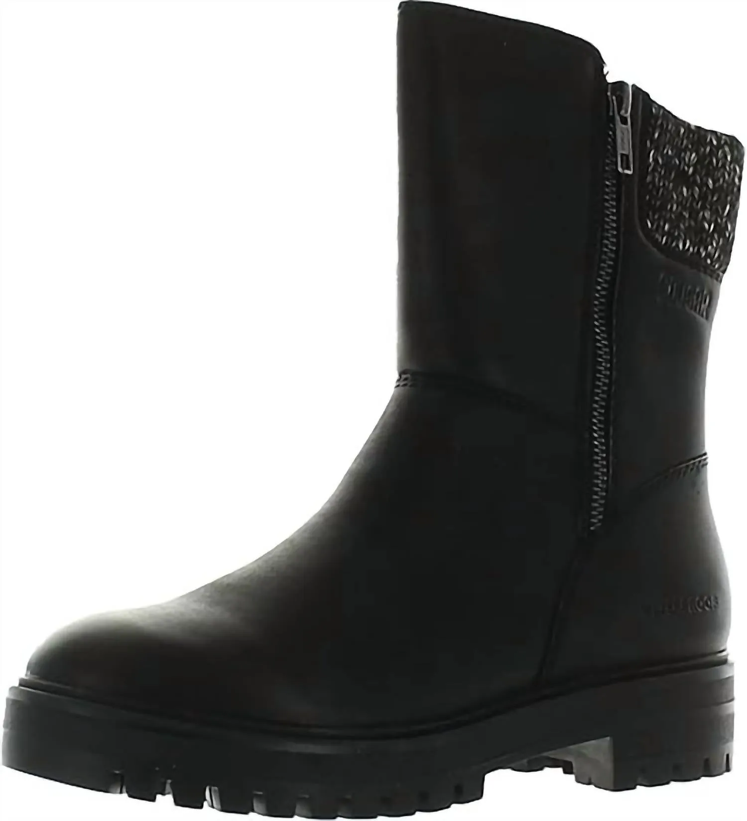 Toe Protection Tech Cushioned Step Functional Minimalist Women's Neptune Waterproof Leather Boot In Black Leather