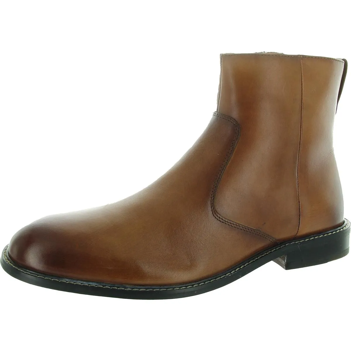 Faust Mens Zipper Leather Chelsea Boots Tough Exterior
