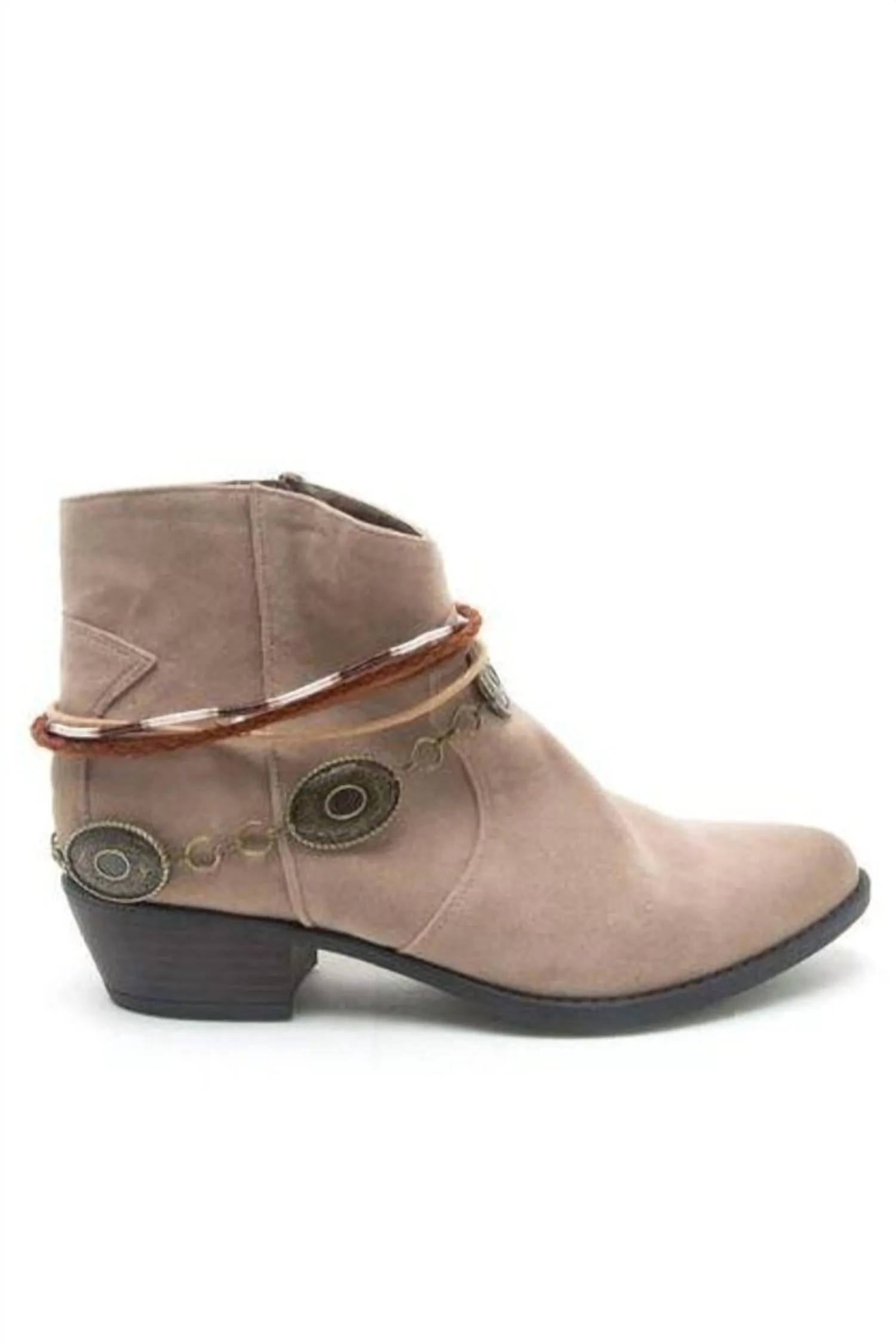 Faux Suede Anklet Bootie In Taupe Tactile Feedback Sole Office Smart