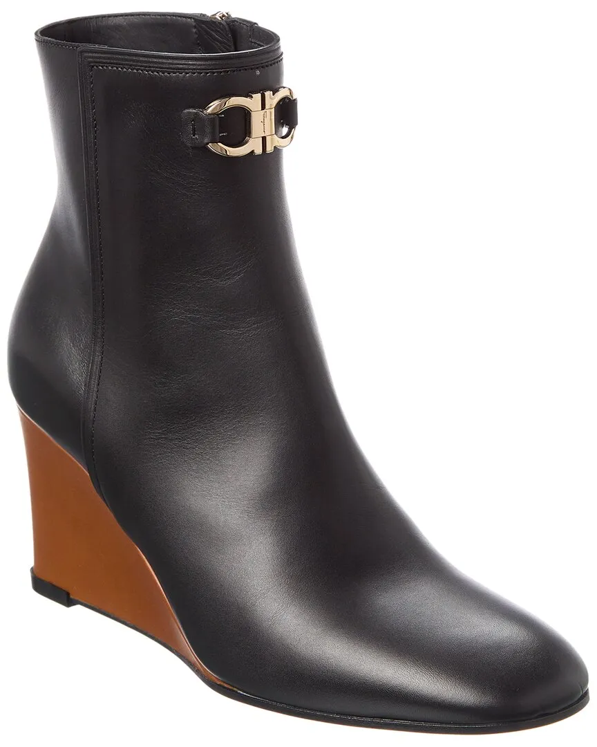 Ferragamo Catuja Leather Wedge Bootie Korean Trend Rain Shield
