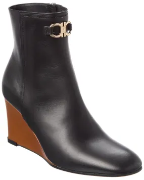Lace-Up Closure Ferragamo Catuja Leather Wedge Bootie