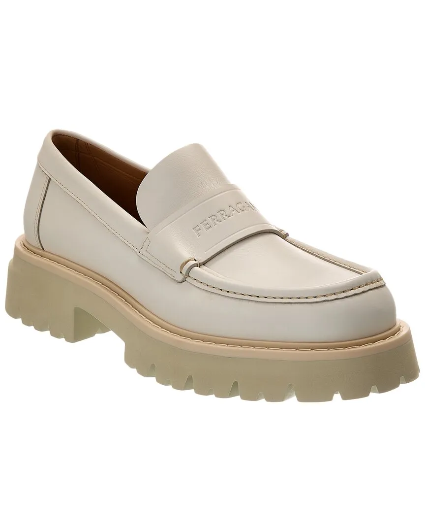 Light Comfort Ferragamo Fergal Leather Platform Loafer