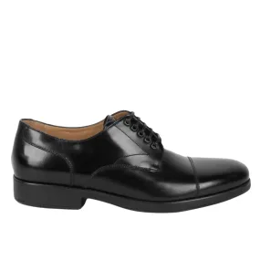 Ferragamo Larry Men's Lace Up Shoes Black Elegant Appeal Water Resistant Finish