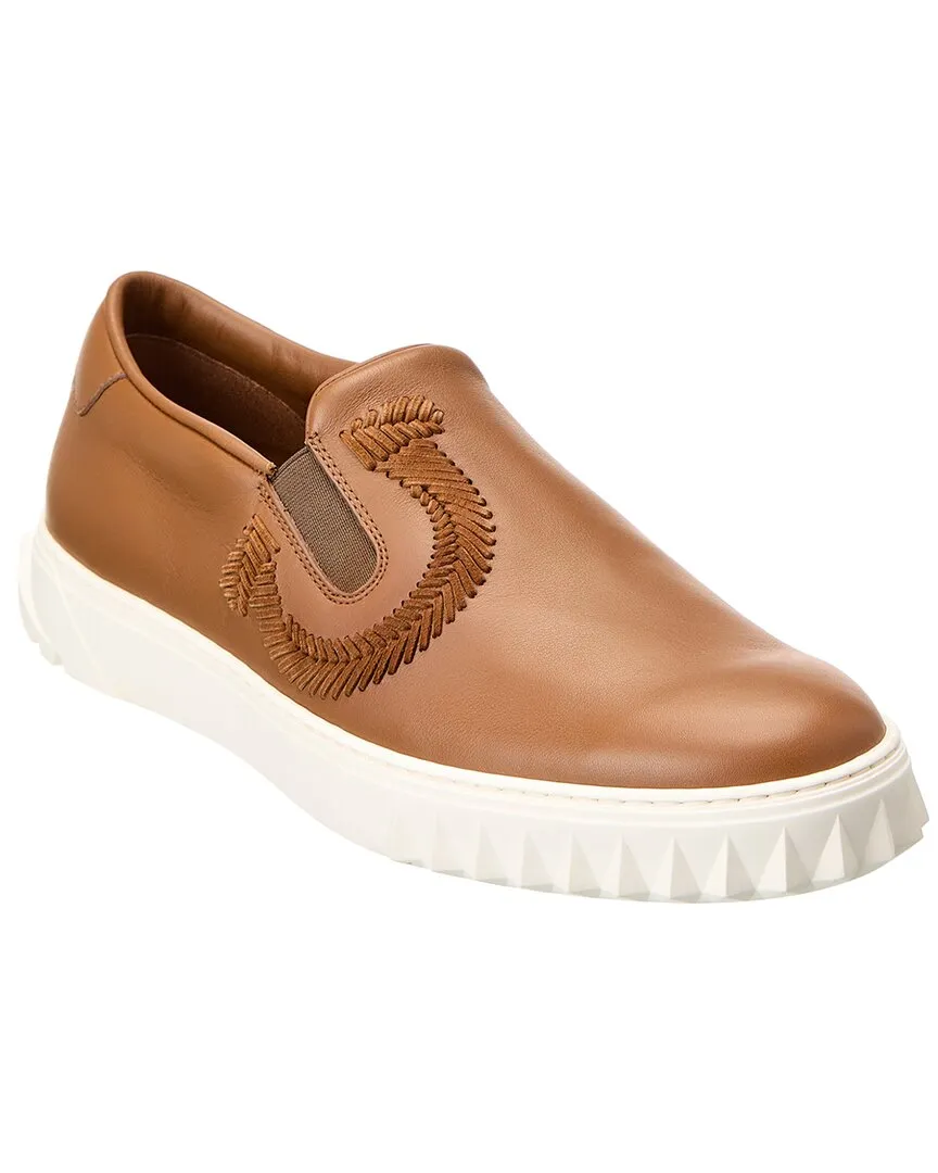 Comfort Glide Shoes Ferragamo Lexus Leather Slip-On Sneaker