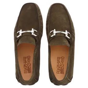 Ferragamo Parigi Eco Men's Driving Loafers Green Chill Mode Walk