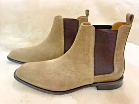 Men's Roccocs Leather Suede Boot In Taupe Flexible Frame Rough Terrain