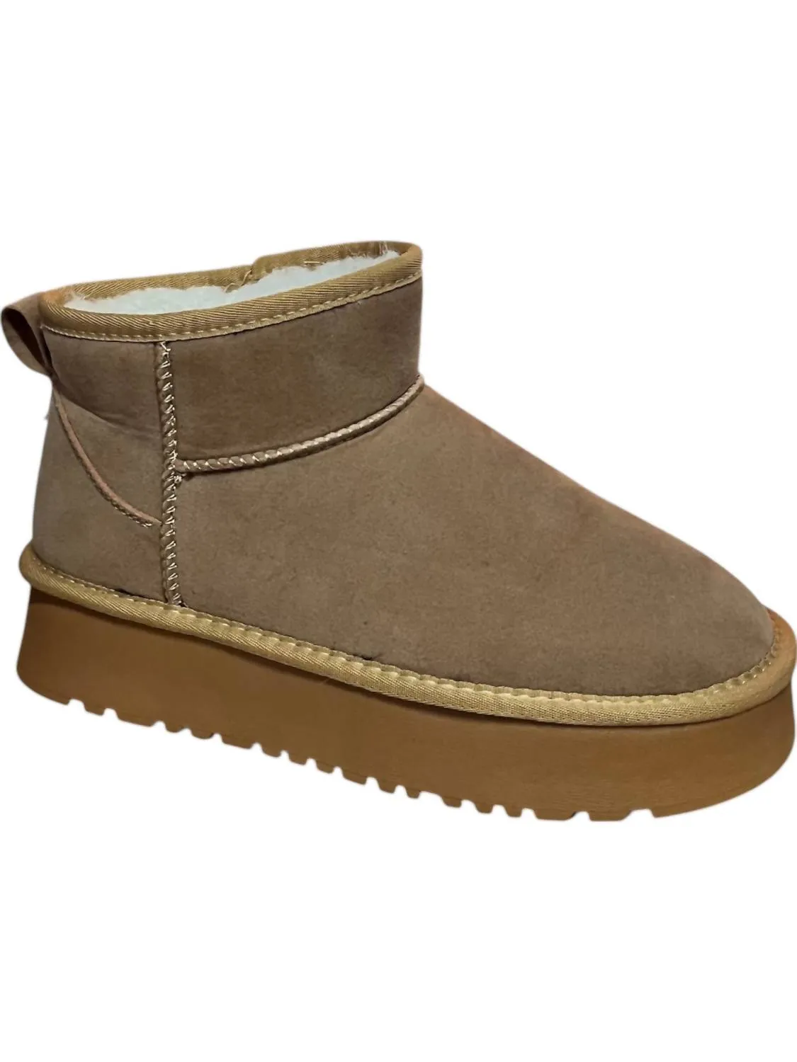 Sturdy Dad Mode Margot Chunky Platorm Mini Boot In Camel