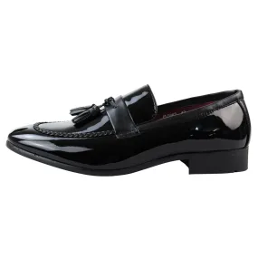 Long Form Velvet Touch Patent Tassel Slip On Loafers