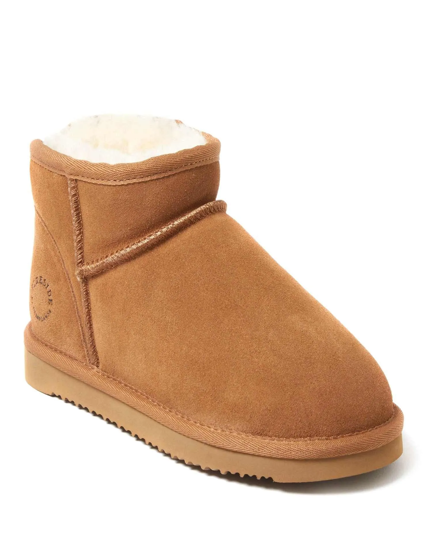 Fireside by Dearfoams Women's Riverland Genuine Shearling Micro Bootie Insulated Night Travel Comfort Lining Comfort Seeker