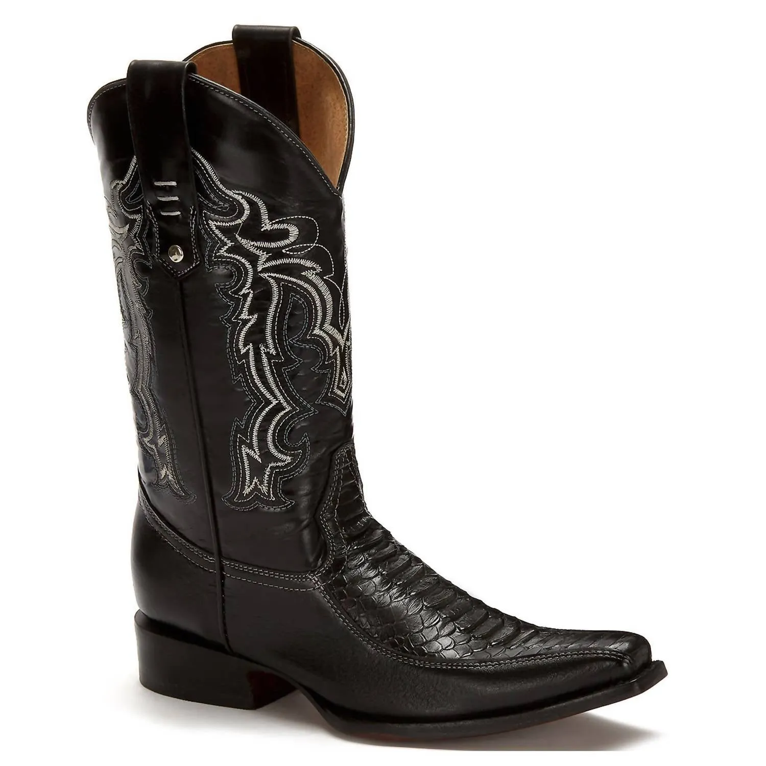 Supportive Fit Western Cowboy Leather Boots In Black