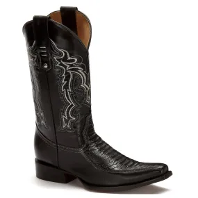 Supportive Fit Western Cowboy Leather Boots In Black