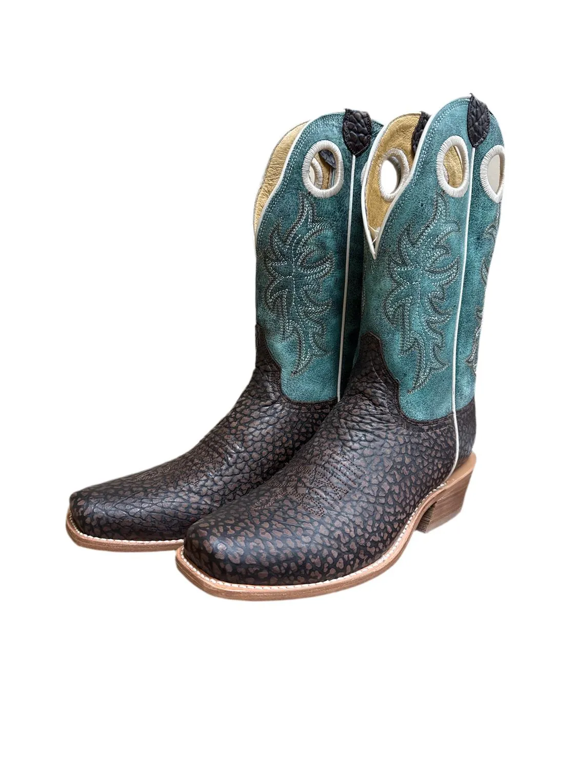 Biker Tough Men's Square Toe Cowboy Boots In Brown