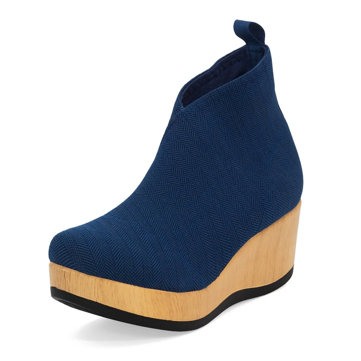 Women's Sumter Boot In Navy Herringbone Grippy Outsole Rainy Day Commuter