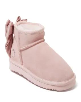 Fireside by Dearfoams Women's Riverland Genuine Shearling Bootie with Bow Slip Resistant Weather Resistant User