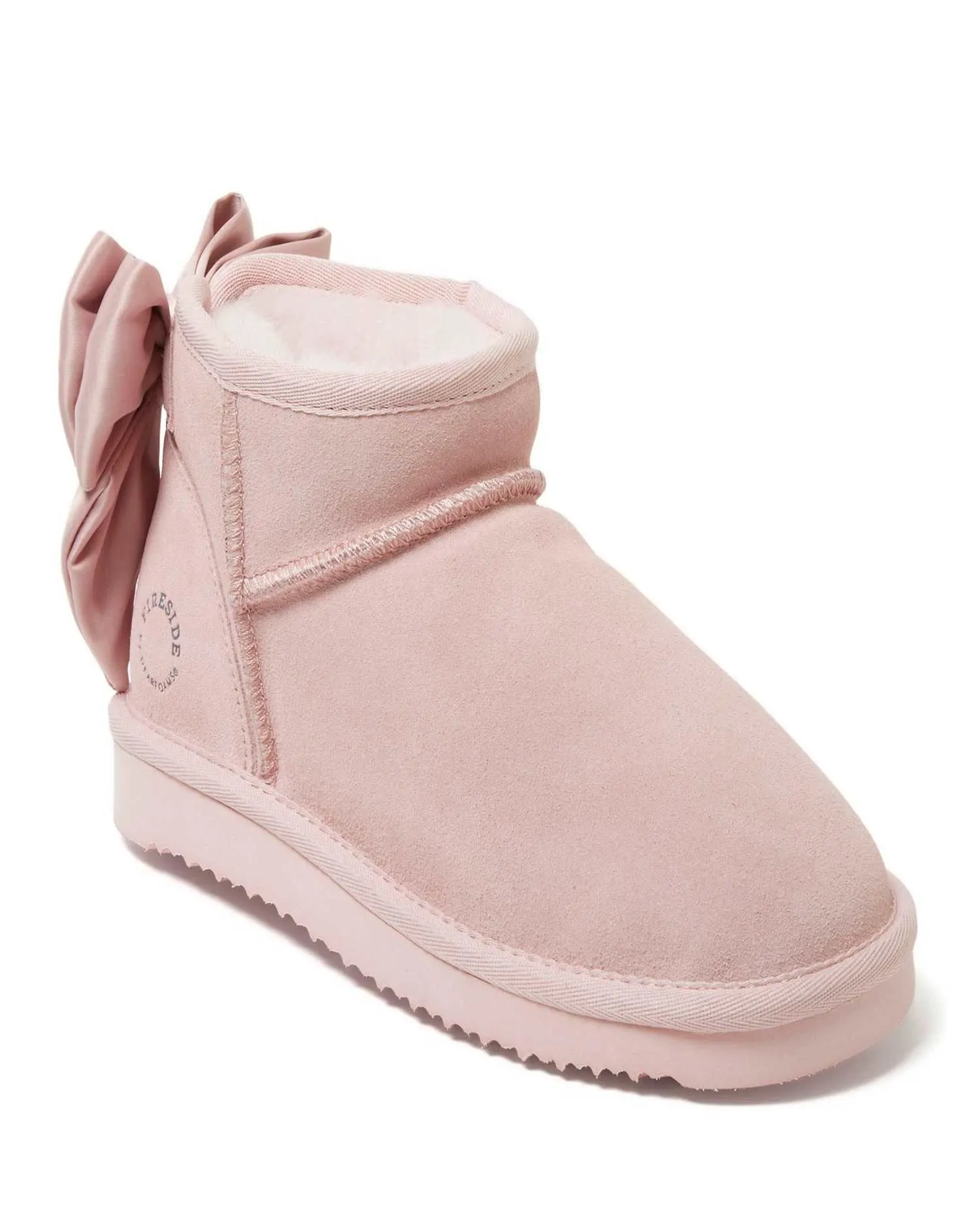 Fireside by Dearfoams Women's Riverland Genuine Shearling Bootie with Bow Slip Resistant Weather Resistant User