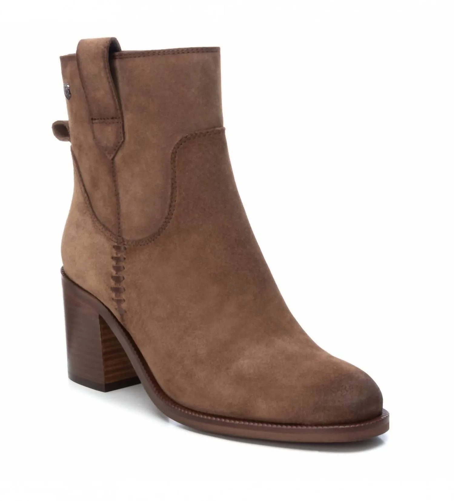 Women's Suede Block Heel Booties In Taupe Every Condition