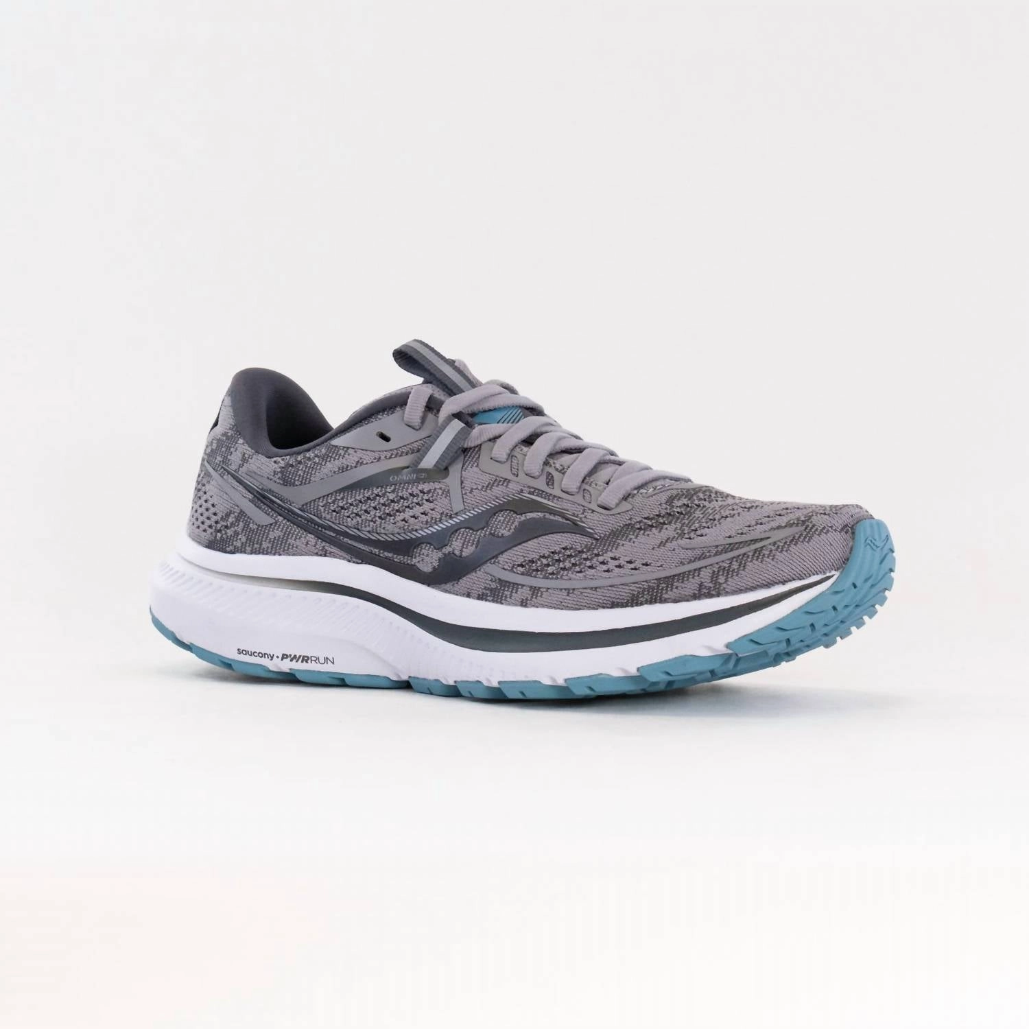 Women's Omni 21 Wide In Alloy/rainfall/grey Flexible Toe Box running in stadium