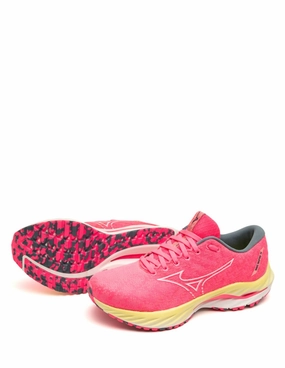 Women's Wave Inspire Running Shoes In Highvis/pink/snowwhite competition edge Collared Ankle Support